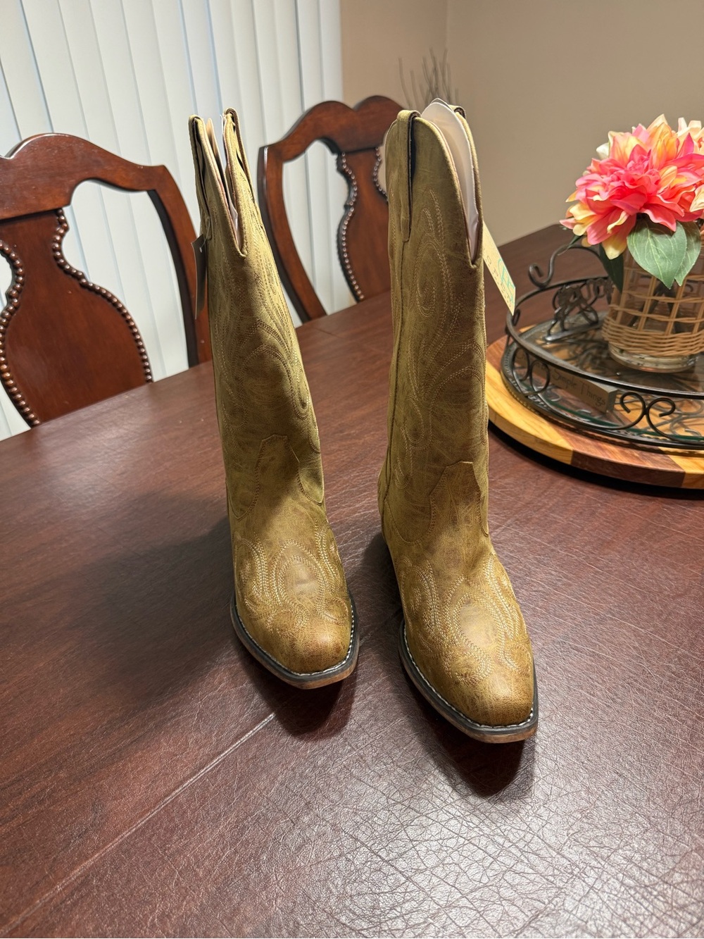 Roper Riley Tan Faux Leather Western Boots